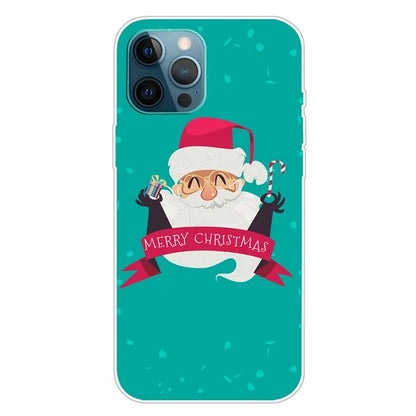 For iPhone 15 Pro Max TPU Case Christmas Pattern Printing Phone Back Cover and Gift and Cane