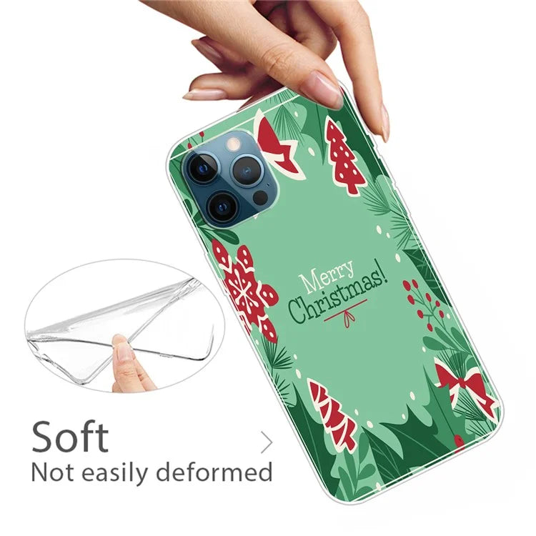 For iPhone 15 Pro Max TPU Case Christmas Pattern Printing Phone Back Cover