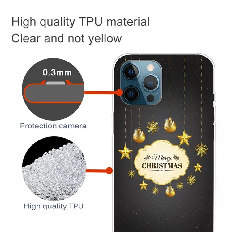 For iPhone 15 Pro Max TPU Case Christmas Pattern Printing Phone Back Cover