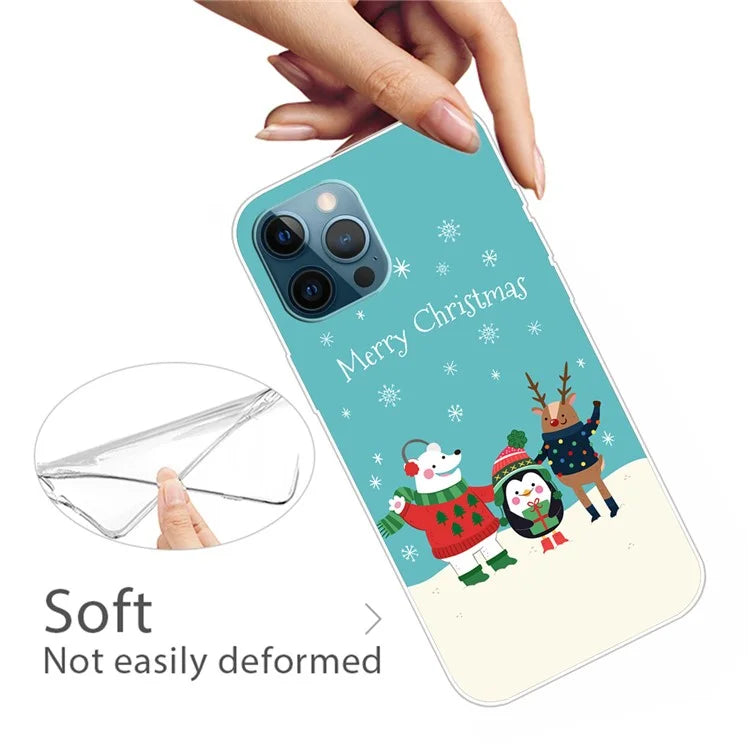 For iPhone 15 Pro Max TPU Case Christmas Pattern Printing Phone Back Cover