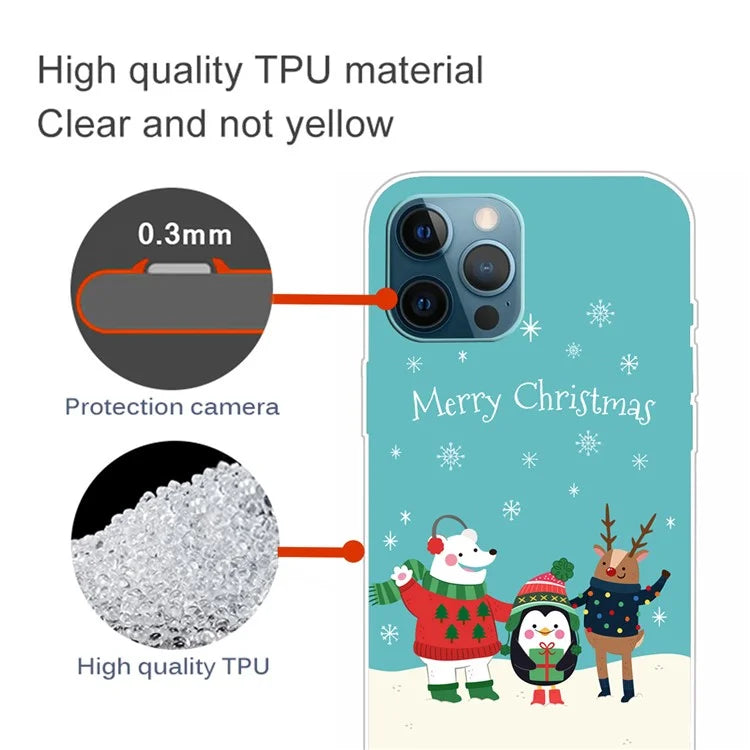 For iPhone 15 Pro Max TPU Case Christmas Pattern Printing Phone Back Cover