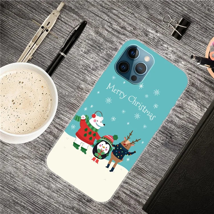 For iPhone 15 Pro Max TPU Case Christmas Pattern Printing Phone Back Cover
