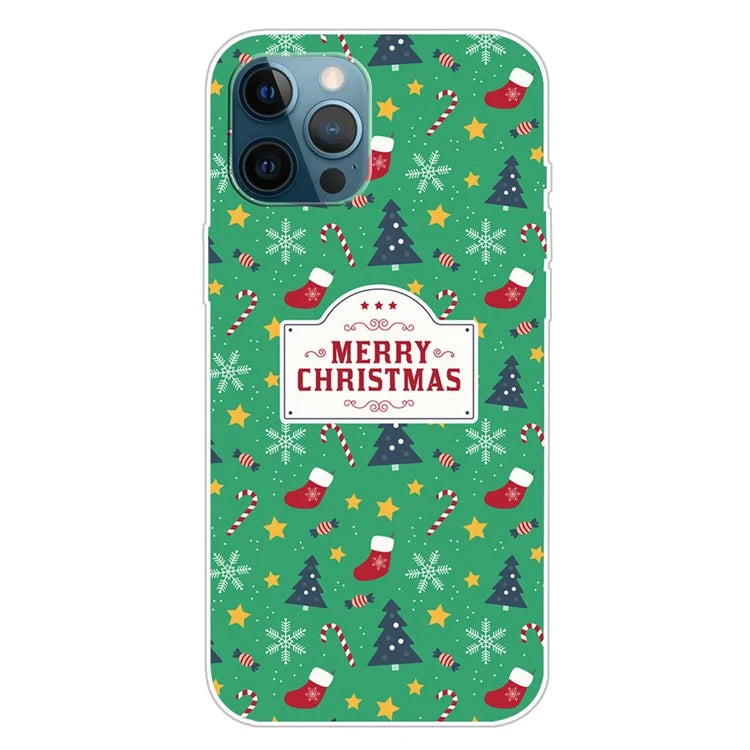 For iPhone 15 Pro Max TPU Case Christmas Pattern Printing Phone Back Cover