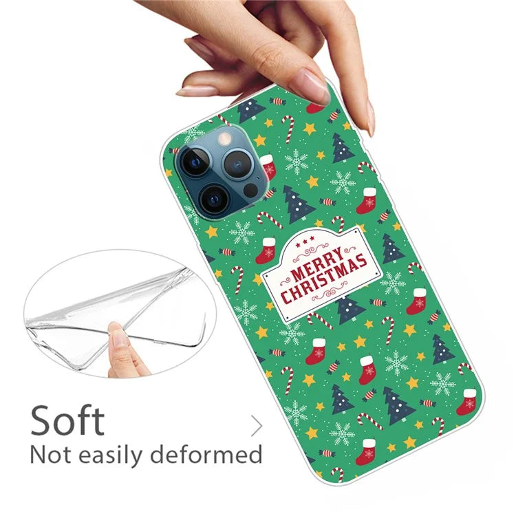 For iPhone 15 Pro Max TPU Case Christmas Pattern Printing Phone Back Cover