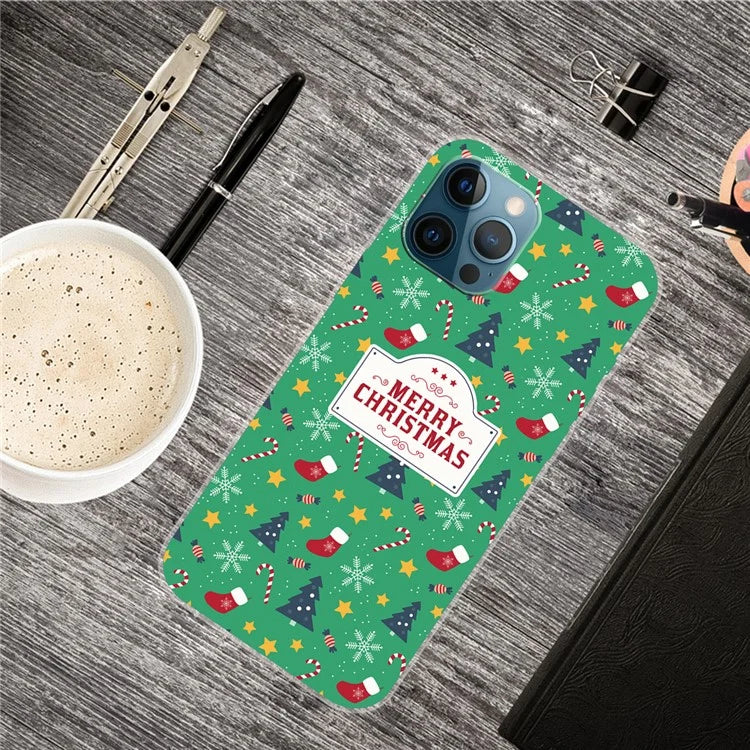 For iPhone 15 Pro Max TPU Case Christmas Pattern Printing Phone Back Cover