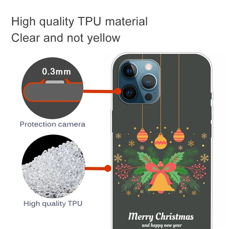 For iPhone 15 Pro Max TPU Case Christmas Pattern Printing Phone Back Cover