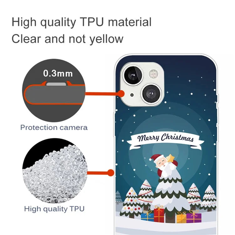 For iPhone 15 Plus TPU Case Anti-scratch Christmas Pattern Phone Cover