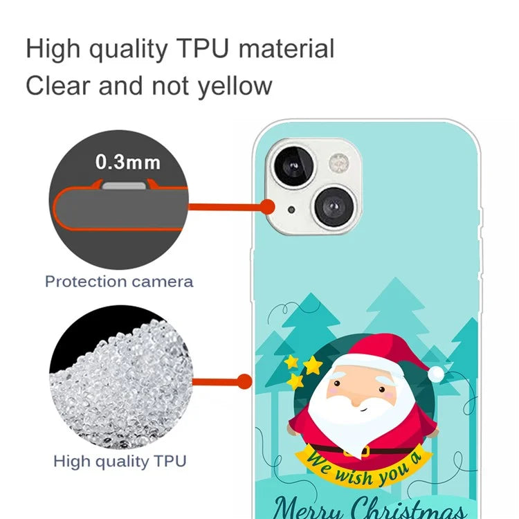 For iPhone 15 Plus TPU Case Anti-scratch Christmas Pattern Phone Cover