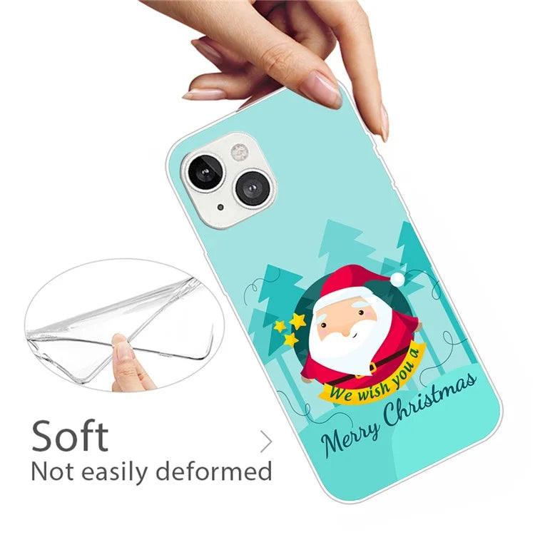 For iPhone 15 Plus TPU Case Anti-scratch Christmas Pattern Phone Cover