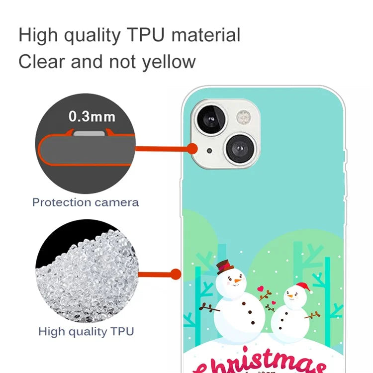 For iPhone 15 Plus TPU Case Anti-scratch Christmas Pattern Phone Cover