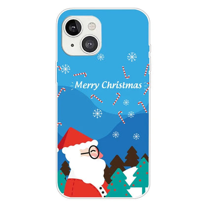 For iPhone 15 Plus TPU Case Anti-scratch Christmas Pattern Phone Cover Wears Glasses