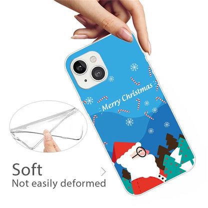 For iPhone 15 Plus TPU Case Anti-scratch Christmas Pattern Phone Cover Wears Glasses
