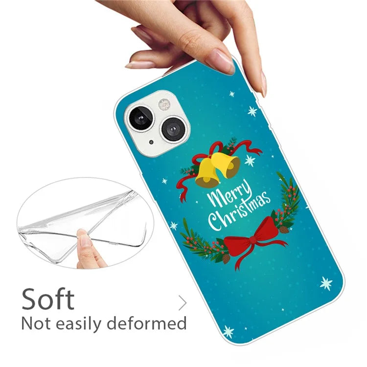 For iPhone 15 Plus TPU Case Anti-scratch Christmas Pattern Phone Cover