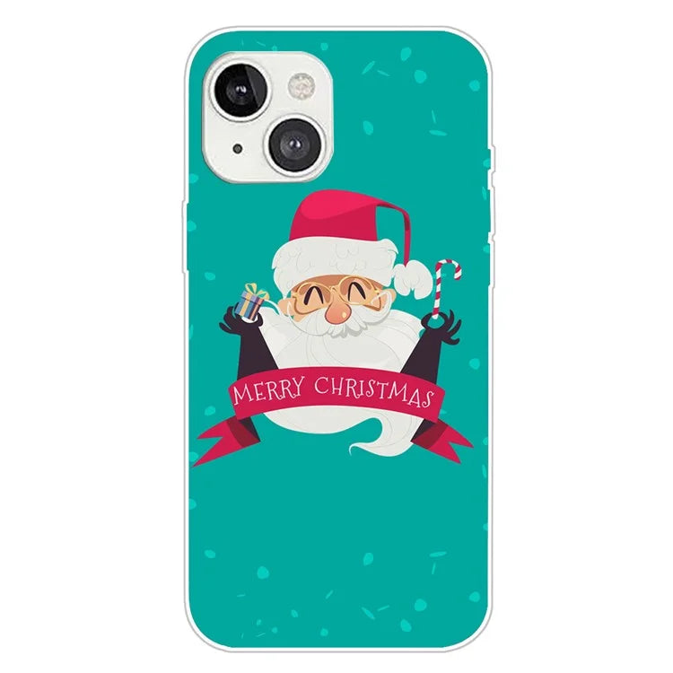 For iPhone 15 Plus TPU Case Anti-scratch Christmas Pattern Phone Cover and Gift and Cane