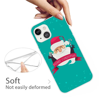 For iPhone 15 Plus TPU Case Anti-scratch Christmas Pattern Phone Cover and Gift and Cane