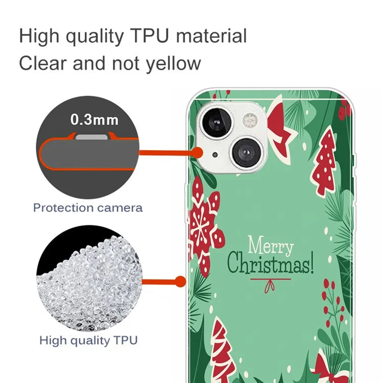For iPhone 15 Plus TPU Case Anti-scratch Christmas Pattern Phone Cover