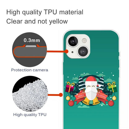 For iPhone 15 Plus TPU Case Anti-scratch Christmas Pattern Phone Cover and Bell