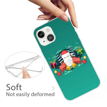 For iPhone 15 Plus TPU Case Anti-scratch Christmas Pattern Phone Cover and Bell