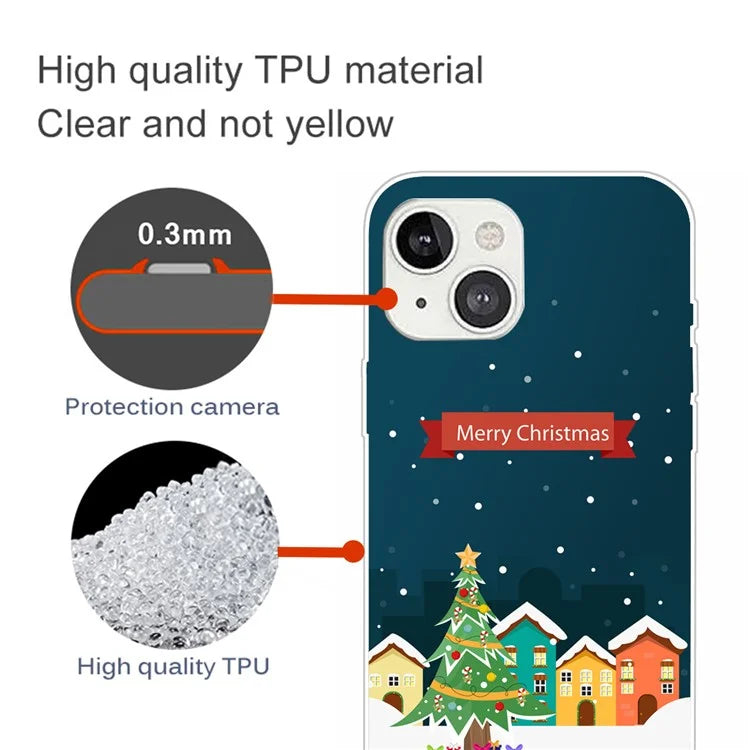 For iPhone 15 Plus TPU Case Anti-scratch Christmas Pattern Phone Cover