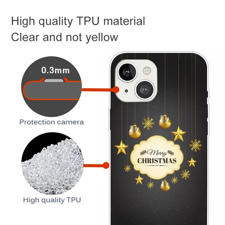 For iPhone 15 Plus TPU Case Anti-scratch Christmas Pattern Phone Cover