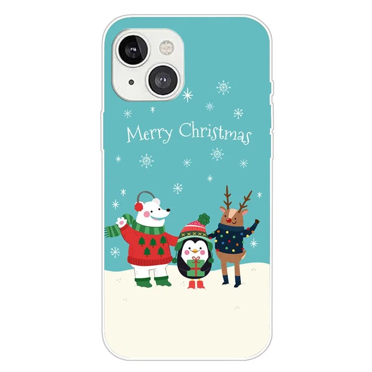 For iPhone 15 Plus TPU Case Anti-scratch Christmas Pattern Phone Cover