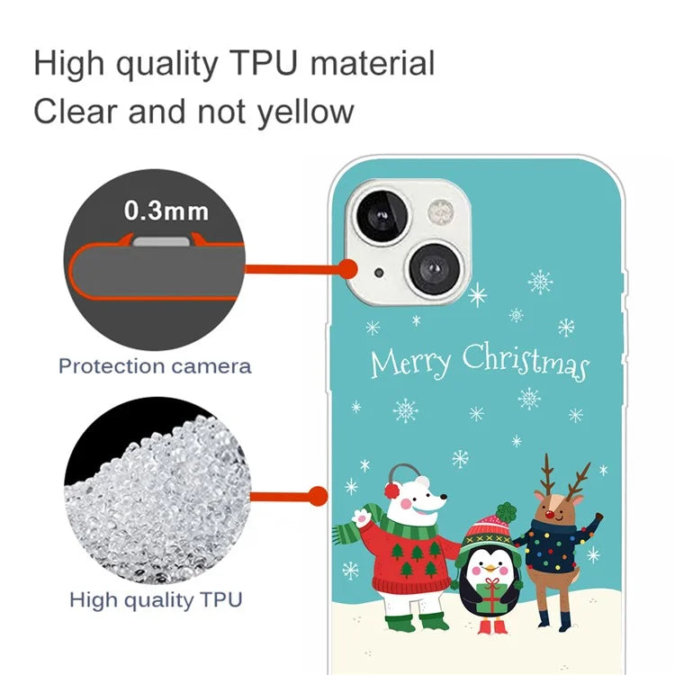 For iPhone 15 Plus TPU Case Anti-scratch Christmas Pattern Phone Cover
