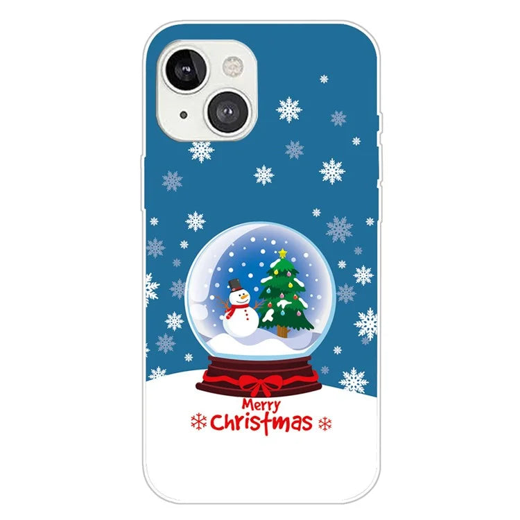For iPhone 15 Plus TPU Case Anti-scratch Christmas Pattern Phone Cover Crystal Ball
