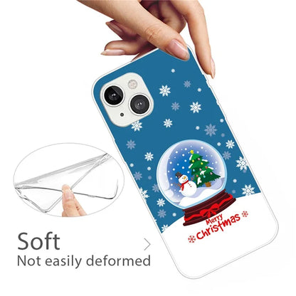 For iPhone 15 Plus TPU Case Anti-scratch Christmas Pattern Phone Cover Crystal Ball