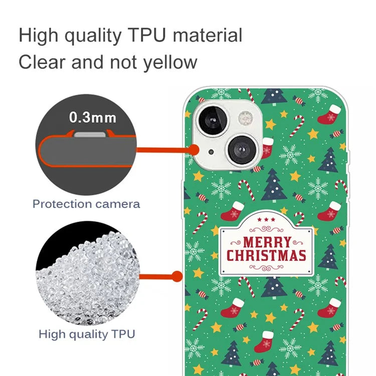 For iPhone 15 Plus TPU Case Anti-scratch Christmas Pattern Phone Cover
