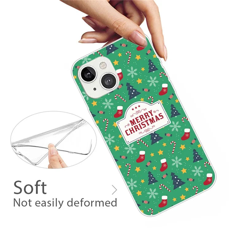 For iPhone 15 Plus TPU Case Anti-scratch Christmas Pattern Phone Cover