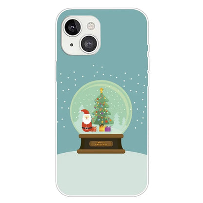 For iPhone 15 Plus TPU Case Anti-scratch Christmas Pattern Phone Cover Crystal Ball