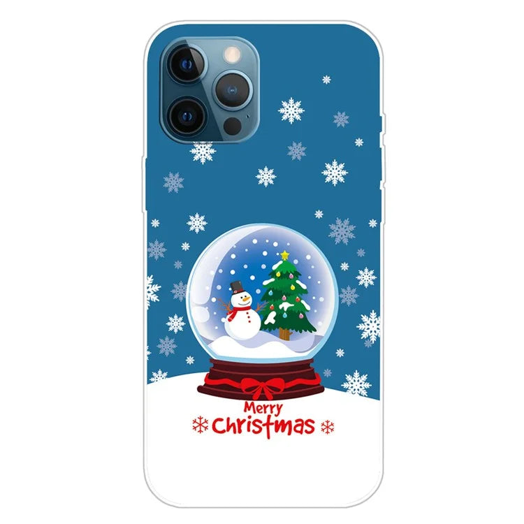 For iPhone 15 Pro Phone Case Christmas Pattern Printing Soft TPU Phone Cover Crystal Ball
