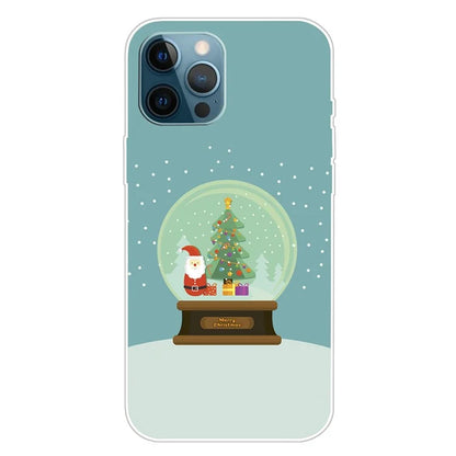 For iPhone 15 Pro Phone Case Christmas Pattern Printing Soft TPU Phone Cover Crystal Ball