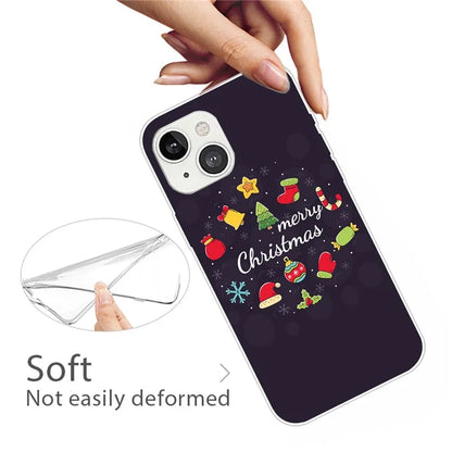 For iPhone 15 Phone Case Christmas Pattern Anti-scratch TPU Cover