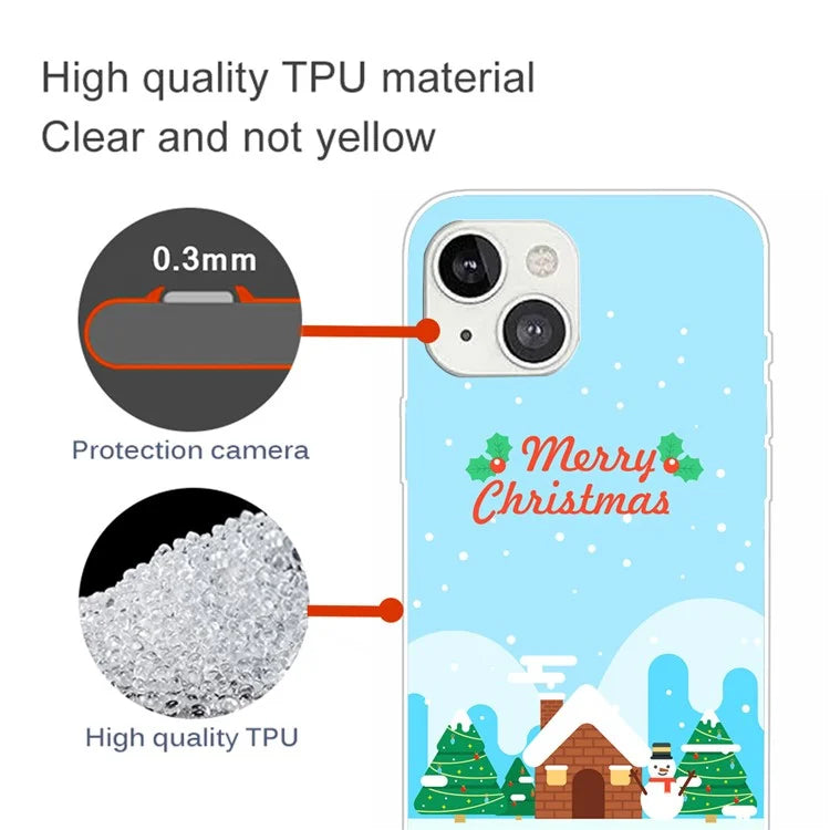 For iPhone 15 Phone Case Christmas Pattern Anti-scratch TPU Cover