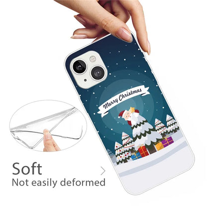 For iPhone 15 Phone Case Christmas Pattern Anti-scratch TPU Cover