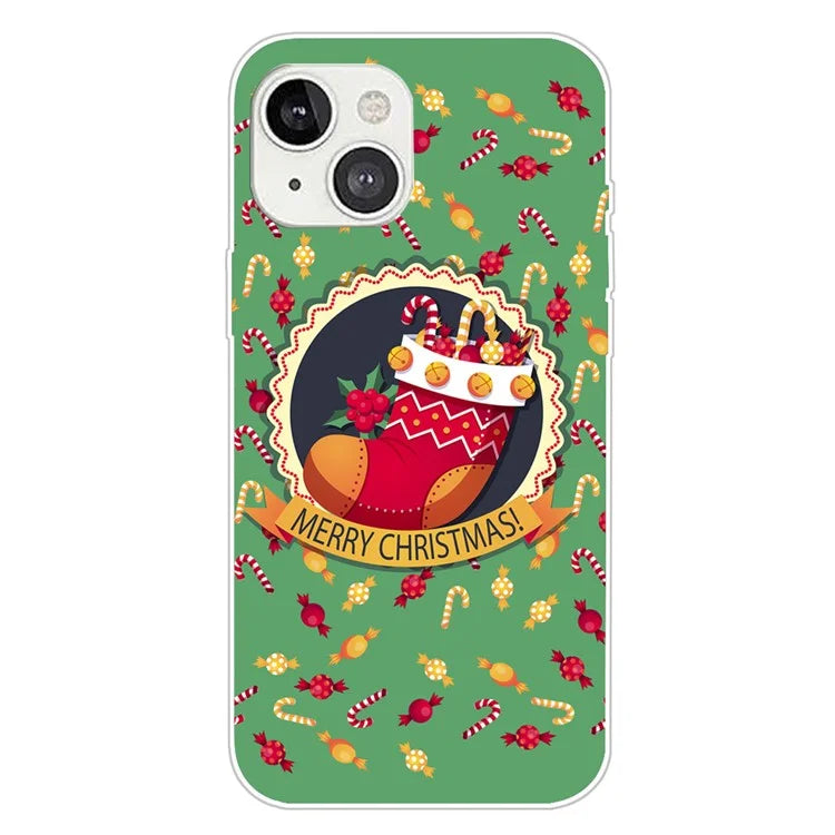 For iPhone 15 Phone Case Christmas Pattern Anti-scratch TPU Cover