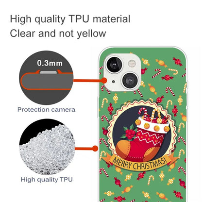 For iPhone 15 Phone Case Christmas Pattern Anti-scratch TPU Cover