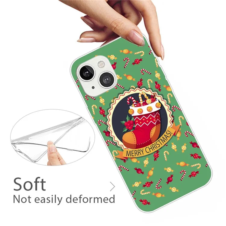 For iPhone 15 Phone Case Christmas Pattern Anti-scratch TPU Cover