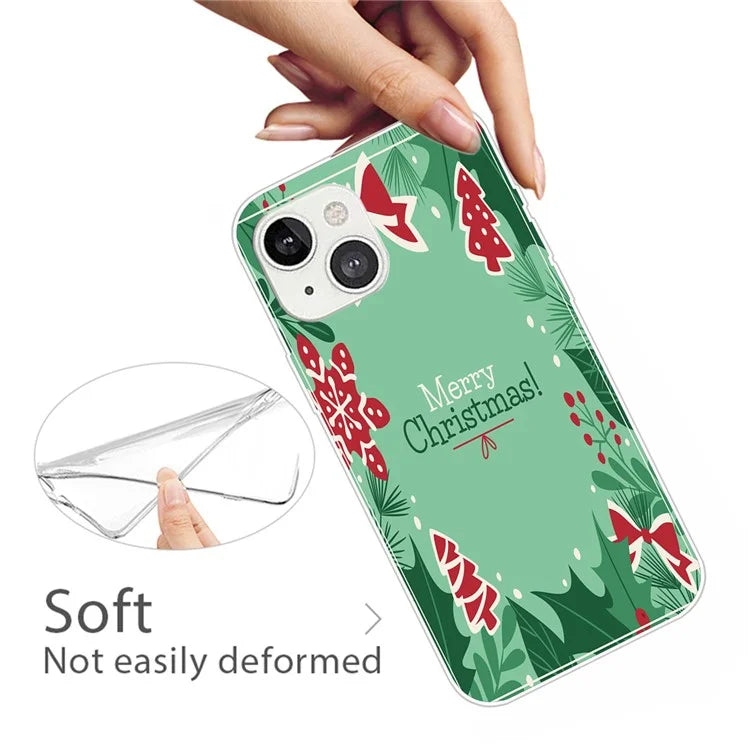 For iPhone 15 Phone Case Christmas Pattern Anti-scratch TPU Cover