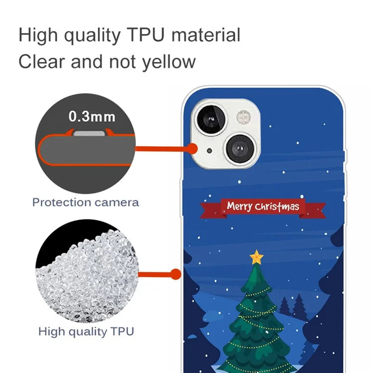 For iPhone 15 Phone Case Christmas Pattern Anti-scratch TPU Cover