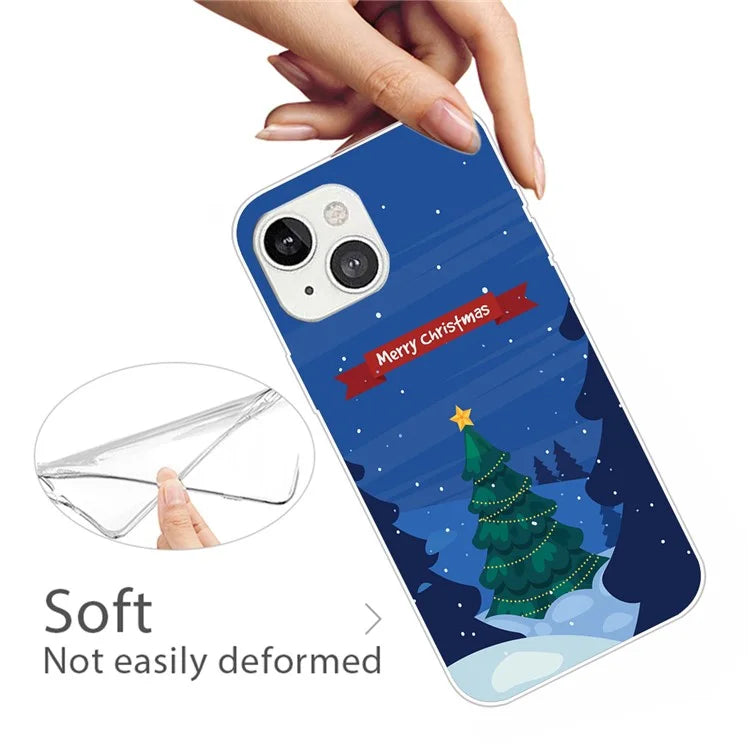 For iPhone 15 Phone Case Christmas Pattern Anti-scratch TPU Cover