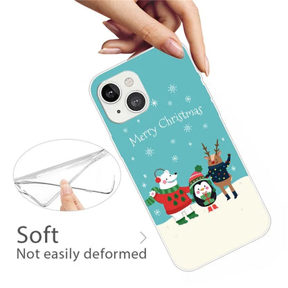 For iPhone 15 Phone Case Christmas Pattern Anti-scratch TPU Cover