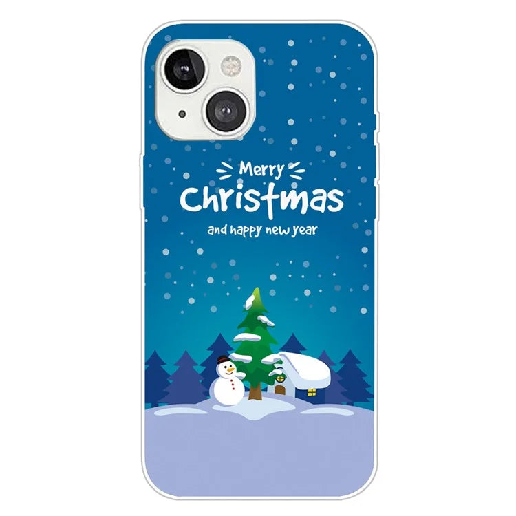 For iPhone 15 Phone Case Christmas Pattern Anti-scratch TPU Cover and Christmas Tree