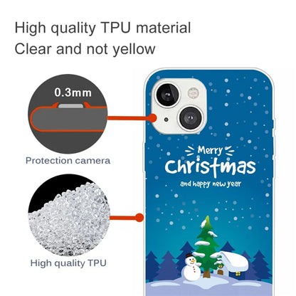 For iPhone 15 Phone Case Christmas Pattern Anti-scratch TPU Cover and Christmas Tree