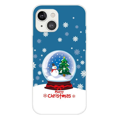 For iPhone 15 Phone Case Christmas Pattern Anti-scratch TPU Cover Crystal Ball
