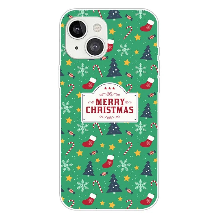 For iPhone 15 Phone Case Christmas Pattern Anti-scratch TPU Cover
