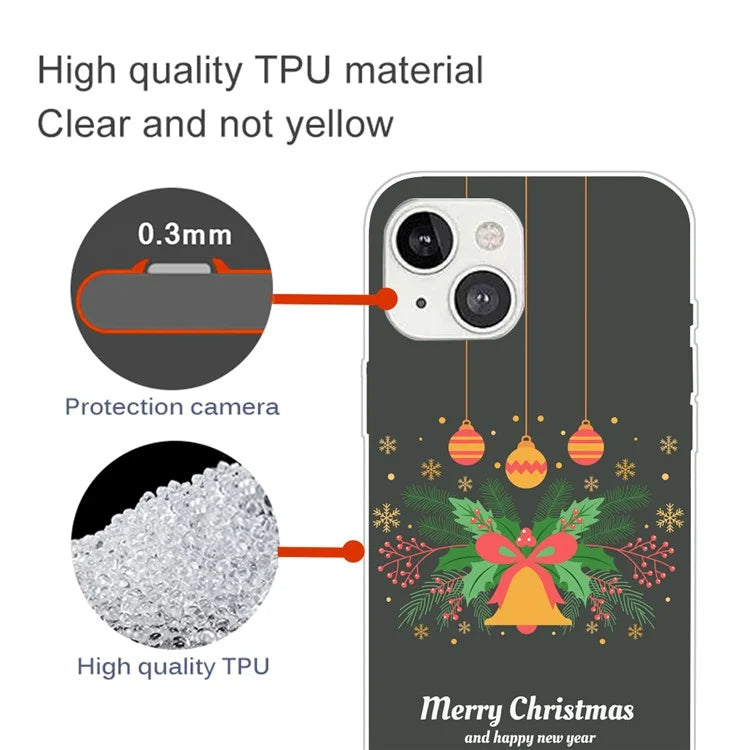 For iPhone 15 Phone Case Christmas Pattern Anti-scratch TPU Cover