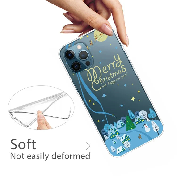 For iPhone 15 Pro Case Xmas Pattern Printing Soft TPU Protective Phone Cover