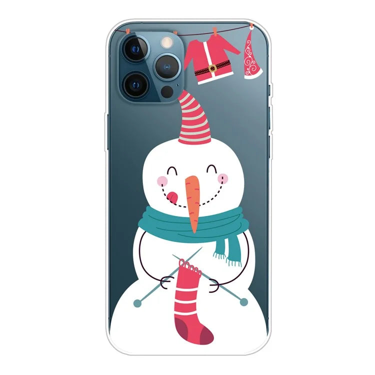 For iPhone 15 Pro Case Xmas Pattern Printing Soft TPU Protective Phone Cover Knits Sock